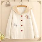Cat Embroidered Sailor Collar Jacket