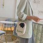 Printed Letter Embroidery Woven Crossbody Bag