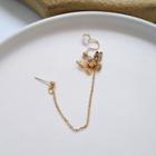 Butterfly Chain Alloy Earring 1 Pc - Gold - One Size