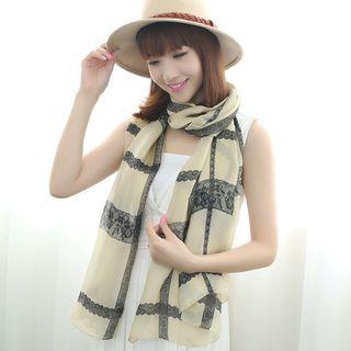 Mock Lace Printed Silk Scarf