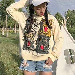 Long-sleeve Tiger Printed Top