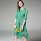 3/4-sleeve Silk Dress