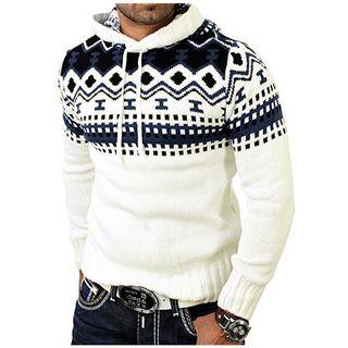 Hood Patterned Sweater