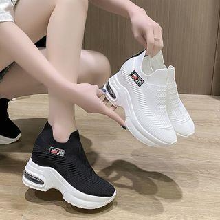 Knit Platform Hidden Wedge Sneakers