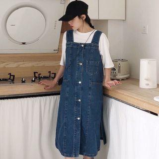 Denim Button-up Overall Dress