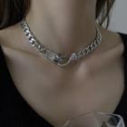 Snake Shape Metal Chain Necklace Silver - One Size