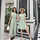Short-sleeve A-line Dress / Sleeveless Jumpsuit