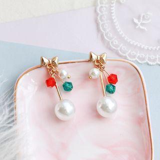 Bow Beaded Drop Earring / Clip-on Earring