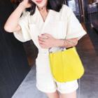 Faux-leather Satchel Yellow - One Size
