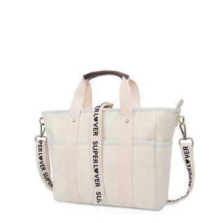 Lettering Canvas Shoulder Bag Off White - One Size