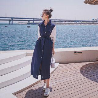 Color Block Panel Shirtdress