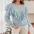 Long Sleeve Ruffled Knitted Top