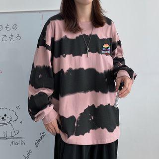 Applique Color-block Oversize Pullover