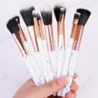 Set Of 10: Makeup Brush Set Of 10 - Gold & Marble - White - One Size