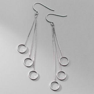 Hoop Drop Earring 1 Pair - S925 Silver Earrings - Silver - One Size