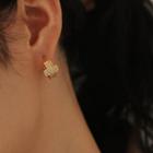 Rhinestone Hoop Stud Earring 1 Pc - Gold - One Size