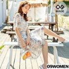 Plus Size V-neck Flutter-sleeve Floral Midi Dress