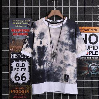 Mock Two-piece Tie-dyed Short-sleeve T-shirt