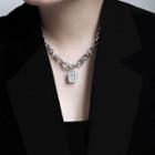 Rhinestone Pendant Chunky Chain Necklace Silver - One Size