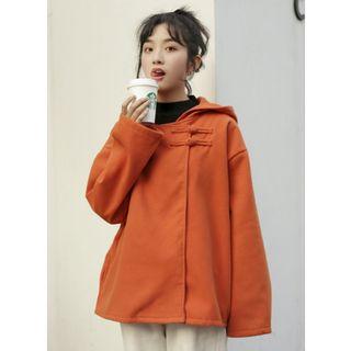 Hooded Button Jacket Tangerine - One Size