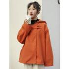 Hooded Button Jacket Tangerine - One Size
