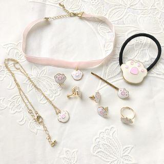 Set Of 7: Cat Claw Necklace + Choker + Hair Tie + Earrings + Hair Clip + Ring