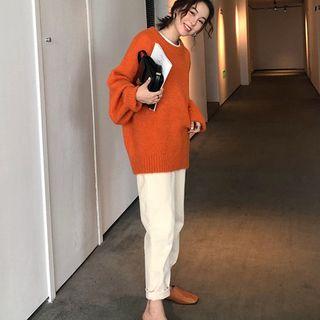 Plain Sweater / Straight Cut Pants / Set