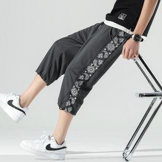 Paisley Print Trim Capri Sweatpants