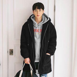 Sherpa-fleece Long Zip-up Hoodie