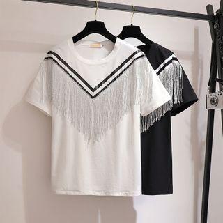 Short-sleeve Metal Fringe T-shirt