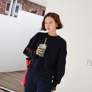 Slashed Frilled Glen-plaid Sweatshirt