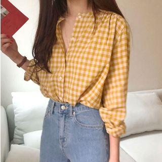 Check Blouse Yellow - One Size