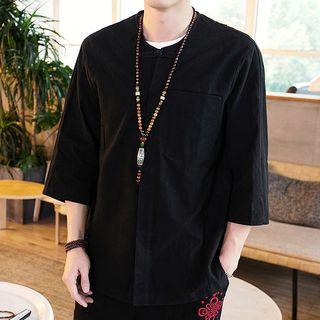 3/4-sleeve Frog-buttoned Shirt