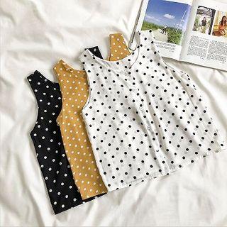 Polka Dot Single-breasted Tank Top