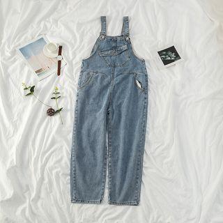 Front Pocket Cropped Denim Jumper Pants