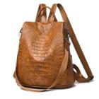 Two-way Croc Grain Faux Leather Backpack