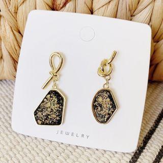 Non-matching Alloy Knot Dangle Earring 1 Pair - One Size