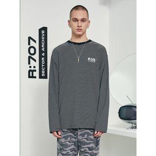 [r:lol] Couple Logo-embroidered Striped T-shirt