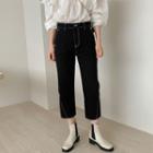 Contrast Stitching Cropped Straight-fit Jeans