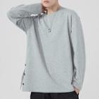 Long-sleeve Button-up Paisley Print Panel T-shirt