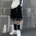 Mock Two Piece Pin Detail Straight Cut Shorts