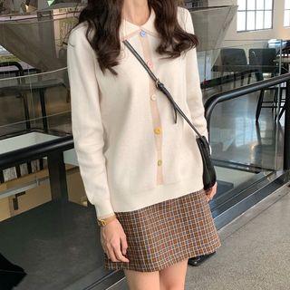 Henley Knit Hoodie / Buttoned Collared Sweater