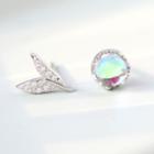 Non-matching Faux Crystal Bead Rhinestone Mermaid Tail Earring 1 Pair - As Shown In Figure - One Size