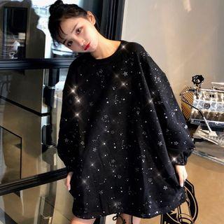 Star Print Rhinestone Pullover