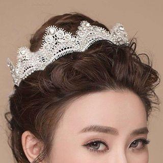 Wedding Rhinestone Lace Tiara White - One Size