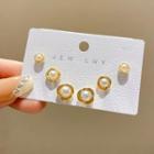Set Of 3 Pairs: Faux Pearl Stud Earring E4688 - 3 Pairs - 925 Silver - Gold - One Size