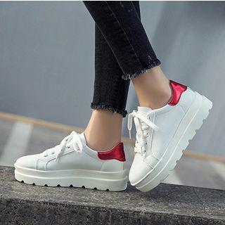Colored Panel Platform Lace-up Shoes