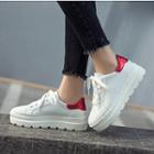 Colored Panel Platform Lace-up Shoes