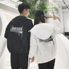 Couple Matching Hooded Lettering Zip Jacket