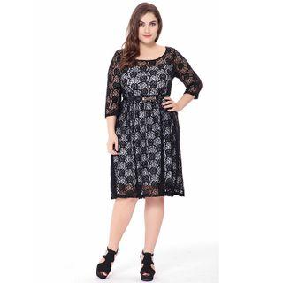 Plus Size 3/4-sleeve Lace Dress
